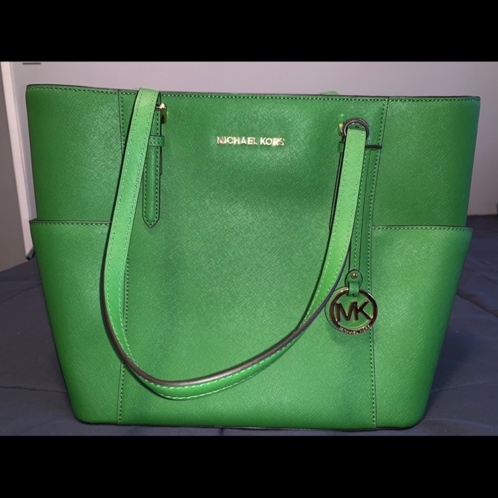 MICHAEL Michael Kors Green Saffiano Leather Tote